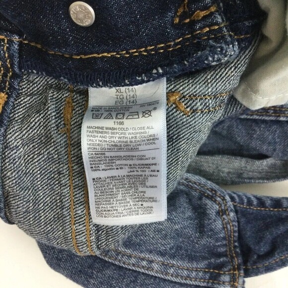 Old Navy Shortalls Overalls Cuffed Blue Denim Jeans Cotton Girls Size XL 14 - Picture 5 of 5